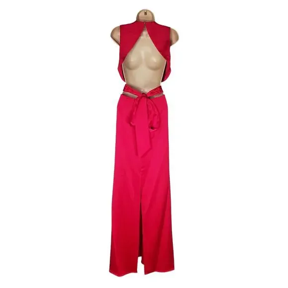 Ramy Brook Milan Gown Open Back Column Gown Dress Hot Pink Stretch Satin Size 10 Ramy Brook Milan Gown Open Back Column Gown Dress Hot Pink Stretch Satin Size 10